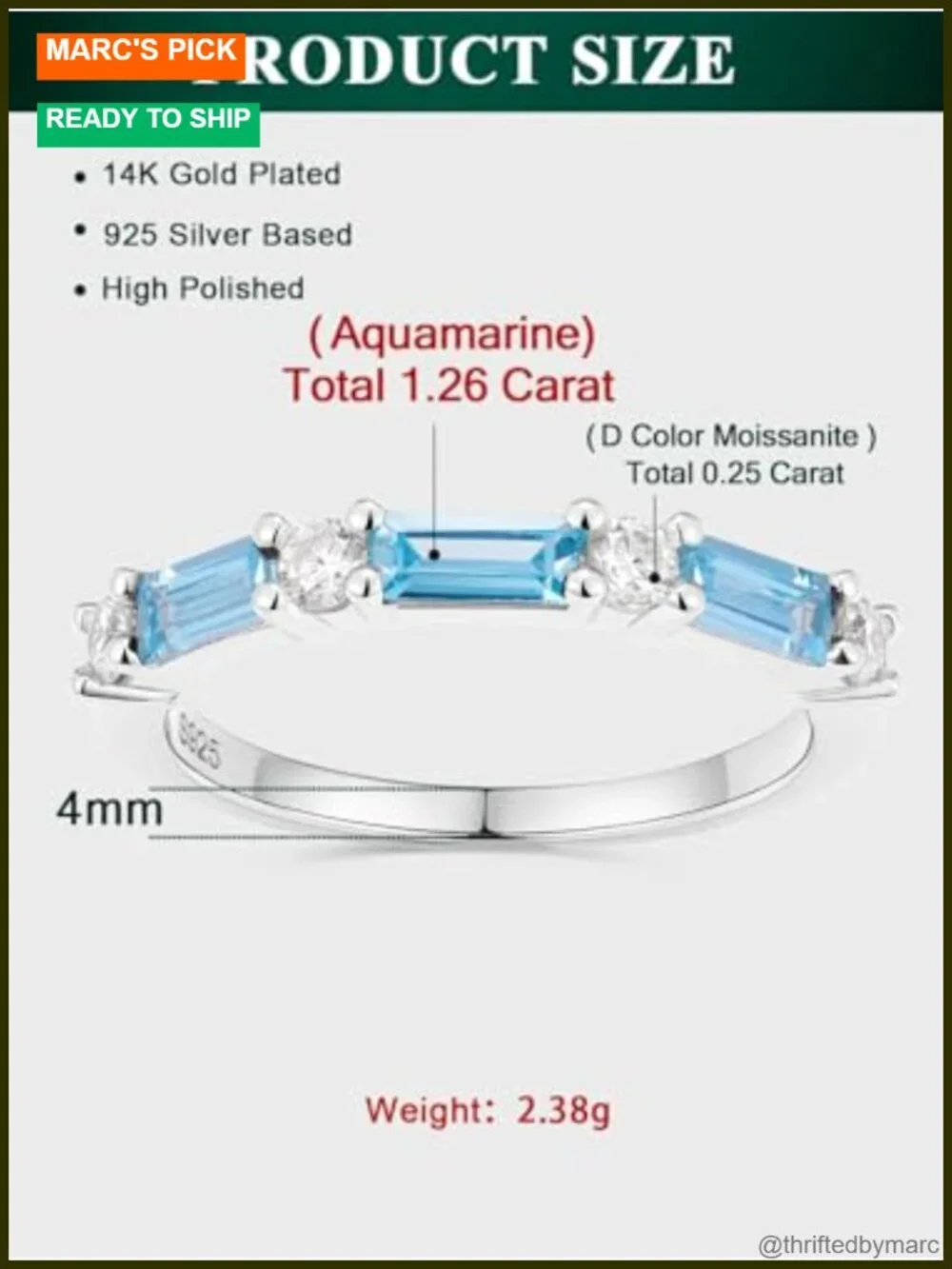 Emerald Cut CZ Half Eternity Band Sterling Silver